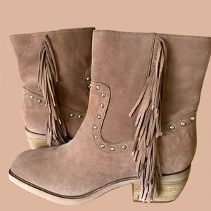 New - Sam Edelman Bernie Cedarwood Taupe Suede Almond, Ankle Boots size 8.5)